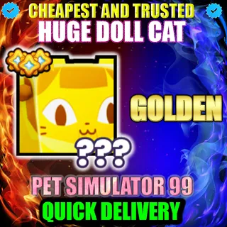 HUGE DOLL CAT GOLDEN