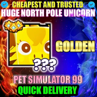 HUGE NORTH POLE UNICORN GOLDEN