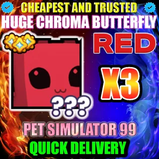 HUGE RED CHROMA BUTTERFLY X3