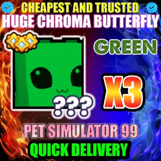 HUGE GREEN CHROMA BUTTERFLY X3