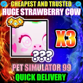 HUGE STRAWBERRY COW X3