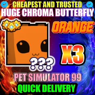 HUGE ORANGE CHROMA BUTTERFLY X3