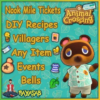 Animal Crossing New Horizons items Villagers DIY Bells Events Nook Mile Tickets