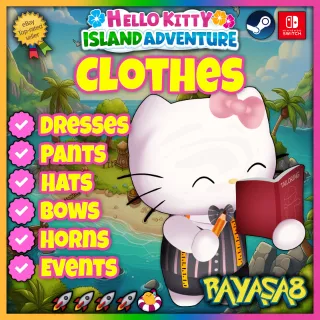 Hello Kitty Island Adventure LEGENDARY Clothes 👗 Hats, Bows, Bags – Any Item! | Switch/PC