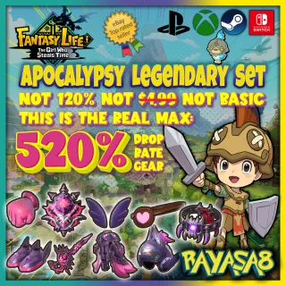 💥 Apocalypse Legendary Set | In-Game 520% Drop Rate Gear | Fantasy Life i