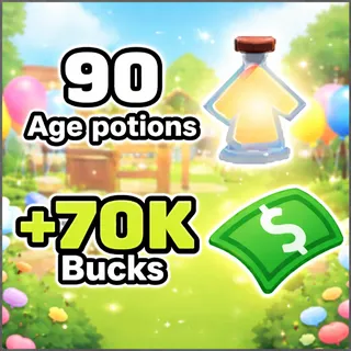 Adopt me - 70K Buck 💸 + 90 Age Up Potion 🧪 + Full Access 🗝️