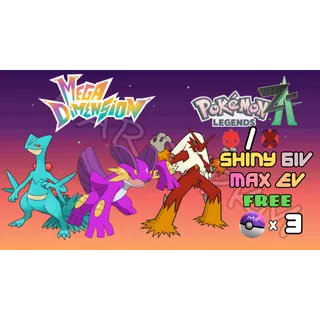 ✨COMBO 3 SHINY ALPHA BLAZIKEN & SCEPTILE & SWAMPERT✨6IV MAX EV⭐POKEMON LEGENDS ZA