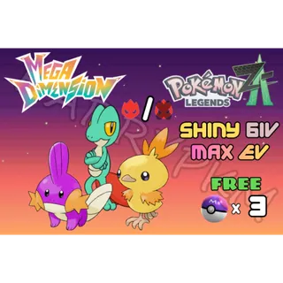 ✨COMBO 3 SHINY ALPHA TORCHIC & TREECKO & MUDKIP✨6IV MAX EV⭐POKEMON LEGENDS ZA