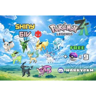 ✨COMBO 9 SHINY ALPHA EEVEELUTIONS + 9 MASTERBALLS✨6IV MAX EV⭐POKEMON LEGENDS ZA