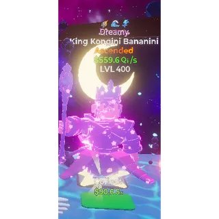 Fortnite Go Up For Brainrots Dreamy King Kongini bananini 3 traits 559.6Qi Lv 400