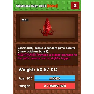HUGE NIGHTMARE RUBY SQUID 