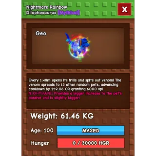 HUGE NIGHTMARE RAINBOW DILOPHOSAURUS