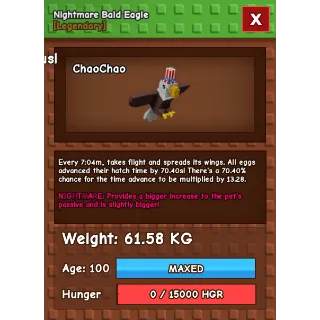 HUGE NIGHTMARE BALD EAGLE