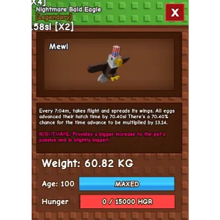 HUGE NIGHTMARE BALD EAGLE