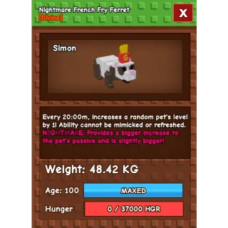 HUGE NIGHTMARE FRENCH FRY FERRET 