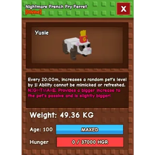 HUGE NIGHTMARE FRENCH FRY FERRET 