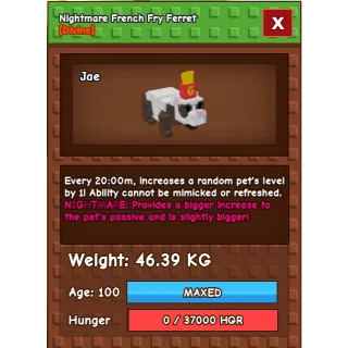 HUGE NIGHTMARE FRENCH FRY FERRET 