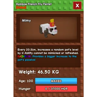 HUGE RAINBOW FRENCH FRY FERRET 