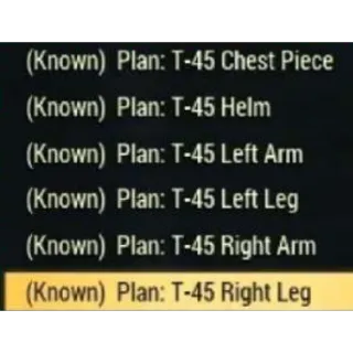 T45 POWER ARMOR PLANS set