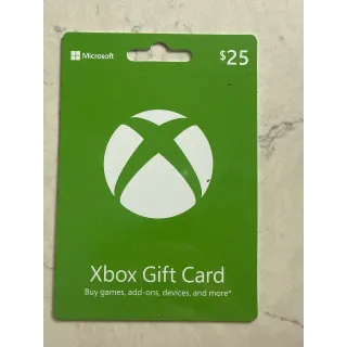 $25.00 USD Xbox Gift Card
