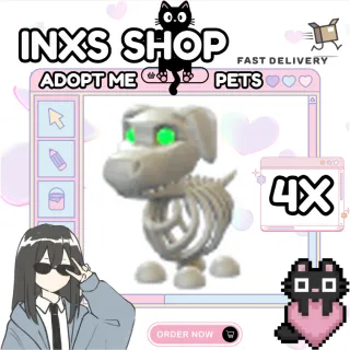 HALLOWEEN WHITE SKELETON DOG 4X