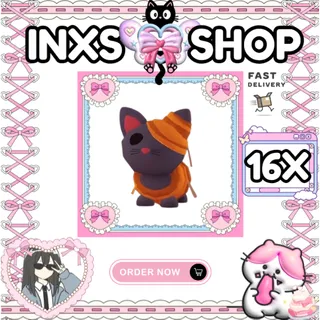 HALLOWEEN GOLDEN MUMMY CAT 16X