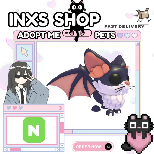 NEON KITTY BAT - Adopt Me Game Item - Gameflip
