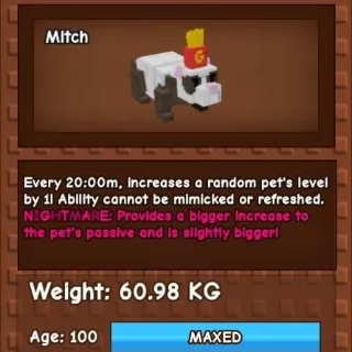 Huge Nightmare French Fry Ferret 60kg+ Grow A Garden max 20 minute Ability without any Toy