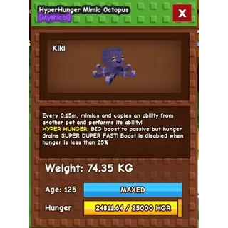 Huge 15 Sec No Toy Hyper Hunger Mimic Octopus age 125  74kg+ Grow A Garden