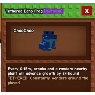 Huge Tethered Echo Frog 15s without any Toy or Sprinkler Grow A Garden