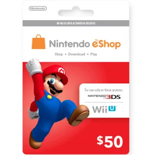 $50.00 Nintendo eShop USA