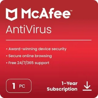 McAfee Anti Virus 1 Year Subscription Key for 1 PC Global