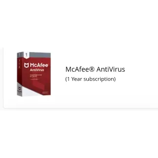 McAfee Anti Virus 1 Year Subscription Key for 1 PC Global Instant Delivery