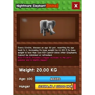 Nightmare Elephant Grow a Garden 20 KG