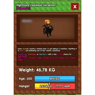 Huge Nightmare Headless Horseman Grow A Garden max 12% Ability without any Toy