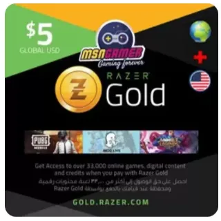 $5.00 Razer Gold Global + USA With Serial No 🔥 FAST 𝐃𝐄𝐋𝐈𝐕𝐄𝐑𝐘 🚀
