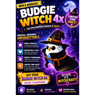Budgie Witch x4 Neon