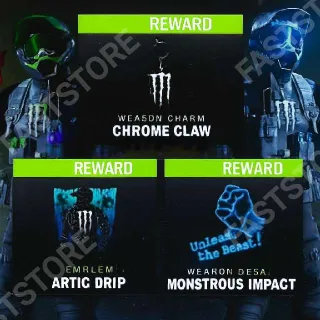 MONSTER ENERGY BUNDLE CLAW+EMBLEM CoD MW3+WARZONE