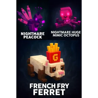 TITANIC NIGHTMARE PEACOCK 80KG+, TITANIC NIGHTMARE MIMIC OCTOPUS 80KG+, HUGE FRENCH FRY FERRET 60KG+