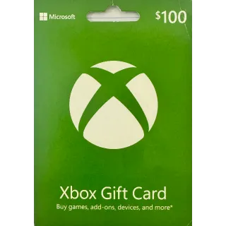 $100.00 USD Xbox Gift Card