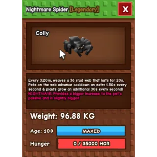 96 KG + Nightmare Spider