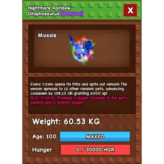 Rainbow hatched dilophosaurus ┃ 60.53kg 