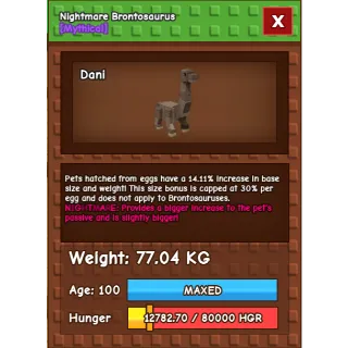 Titanic nightmare Brontosaurus ┃ 94.55kg if max age break ┃15.86%