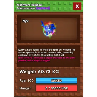 Rainbow hatched dilophosaurus ┃ 60.73kg 