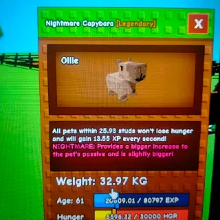 Nightmare Huge Capybara (51Kg) Grow a Garden