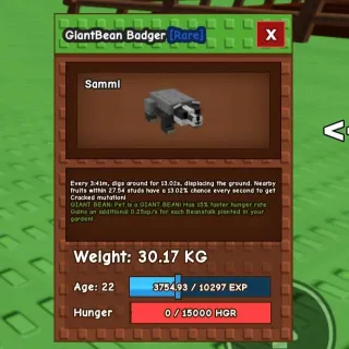 Giantbean Godly Badger (103Kg) Grow a Garden