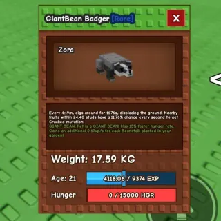 Giantbean Huge Badger (62Kg) Grow a Garden