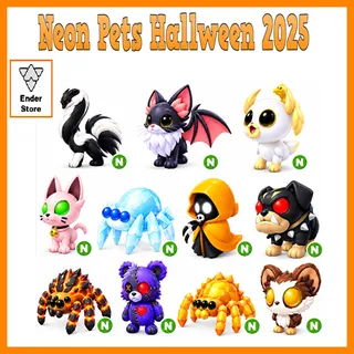 Neon Halloween 2025 Pet Slimingo Kitty bat Ghostly cat DJ Snooze