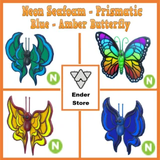 Neon Seafoam Prismatic Blu Butterfly
