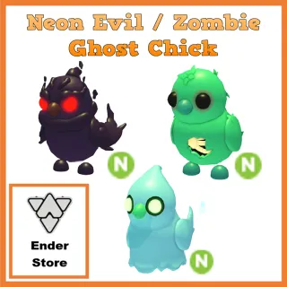 Neon Evil Ghost Zombie Chick